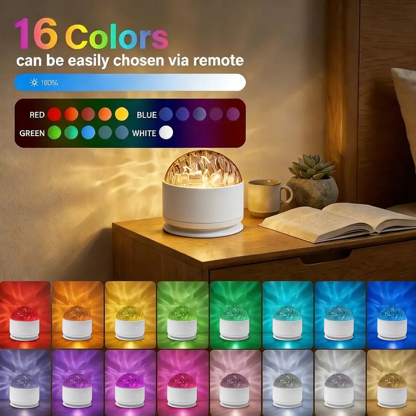 Ocean Wave & 3D Water Ripple Projector Light 16-Colors 